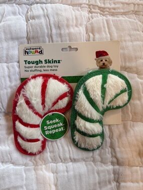 Outward Hound Red & Green Plush Candy Cane Dog Toy Duo